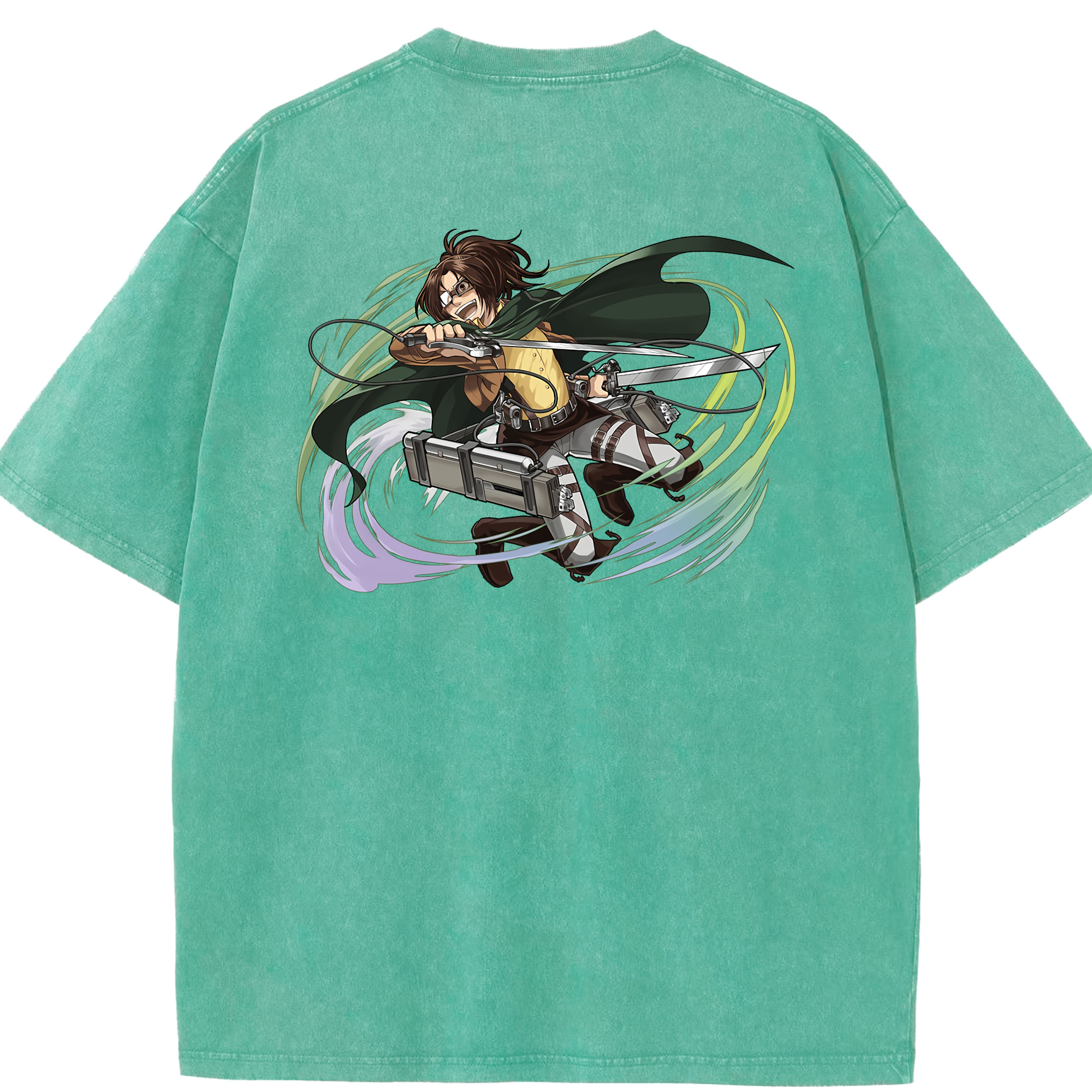 （画像用） 進撃の巨人 ハンジ·ゾエ Attack on Titan Hanji Zoe 綿100% ヴィンテージ風 半袖Tシャツ（背面プリント）